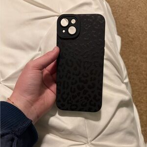 Black Cheetah Print IPhone 14 plus case